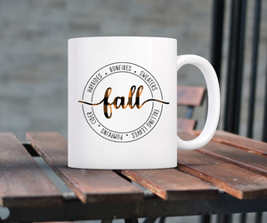 Fall Hayrides, Bonfires, Sweaters Mug