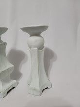 Load image into Gallery viewer, 2 White Distressed Candle Holders