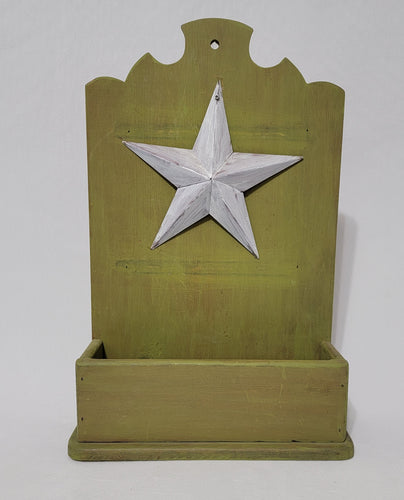 Green Wood Wall Planter with Star
