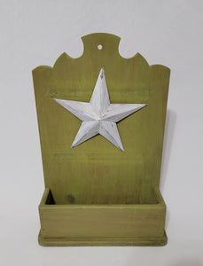 Green Wood Wall Planter with Star
