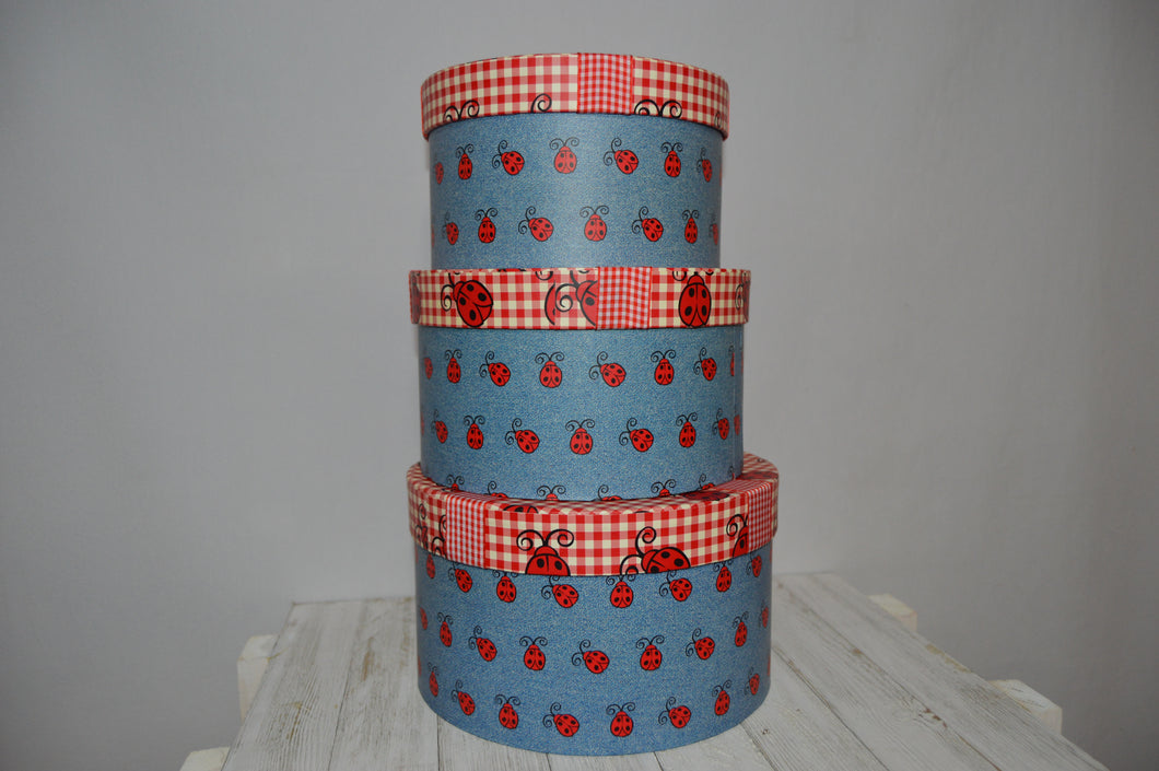 Lady Bug Stackable Round Boxes